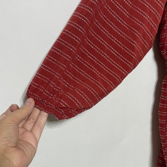 Lane Bryant Blouse Women's 18/20 Striped Peasant Scoop Neck Peplum Top BOHO - Picture 3 of 9